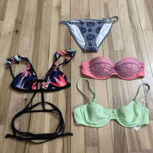Lot Of 4 Pieces Bikini Tops Bottoms SMALL Victoria’s Secret Hollister Aerie Pink